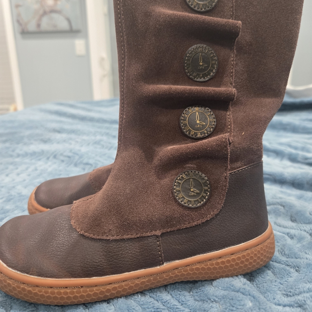 Livie & Luca Brown Kids Boots with Button Details Little Girls Size 13